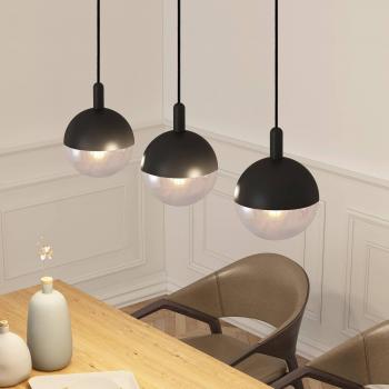 Lámpara colgante Lucande Dustian, 3 luces, 90 cm, diseño moderno en negro, fabricada en vidrio, adecuada para salón y comedor, utiliza bombillas E27