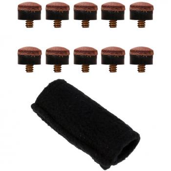 MagiDeal 10pcs 12MM Tornillos en Consejos de Palo de Billar de Reparación de Reemplazo de Snooker+Limpiador de Palo de Billar