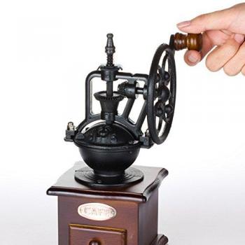 DecentGadget® máquina de café en grano puro caja de recogida de polvo de café de madera estilo vintage molinillo de café mano molino de café con núcleo de molienda de cerámica