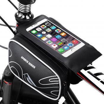 Bolsa Bicicleta Manillar Montaña de VicTsing, bolsa móvil portaequipajes bicicleta plegable delantera,Impermeable y Anti-roto, Beam Top o Head Tube Bolsa de teléfono celular con pantalla táctil Saddle Bag Velcro Strap para Montaña Road bicicleta, 5.7