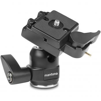 Mantona Scout - Cabezal esférico para trípodes con Zapata de Cambio rápido, Color Negro