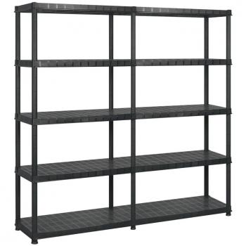 Estanterías de almacenaje 5 niveles plástico negro 183x45,7x185cm