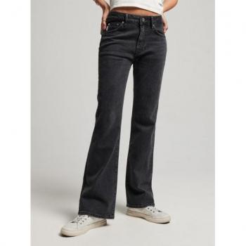 Superdry Women's Mid Rise Slim Flare Organic Cotton Jeans - Black Size 26/32