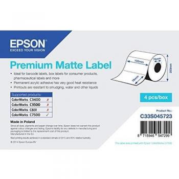 Epson Premium Matte Label - Die-cut Roll: 102mm x 76mm, 1570 labels - Etiquetas de impresora