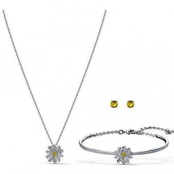 Swarovski Conjunto Eternal Flower, amarillo, combinación de acabados metálicos