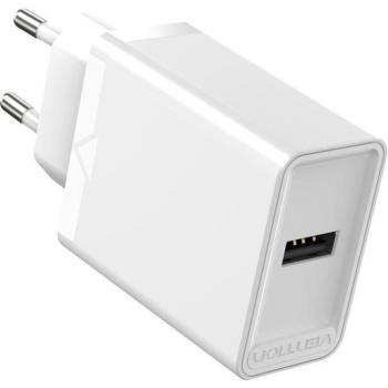 Cargador de Pared Vention FAAW0-EU 12W 1 Puerto USB Blanco