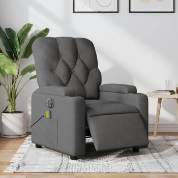 Sillón reclinable de masaje eléctrico en tejido gris oscuro Vidaxl