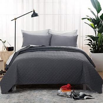 Bedsure Colchas Cama 135 Modernas Negro Antracita - Colcha Bouti Fina para Otoño y Invierno, Cubre Cama Multiusos Entretiempo 230x180cm