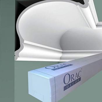 Orac Decor C344 Crown Moulding Kit - 4 Pieces, Primed White Polyurethane, 8 Meters Total
