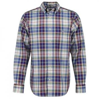 Camisa Gant de Hombre en Algodón a Cuadros Escoceses Corte Recto Rojo Vino L