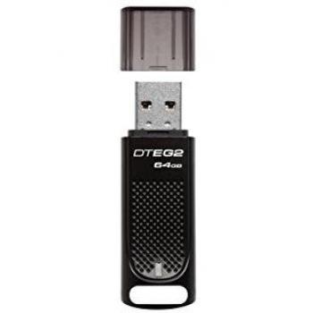 Kingston DataTraveler Elite G2 - Memoria USB de 64GB, Tipo A, USB 3.0/3.1 Gen 1, Velocidad de Lectura 180 MB/s y Escritura 70 MB/s, Color Negro