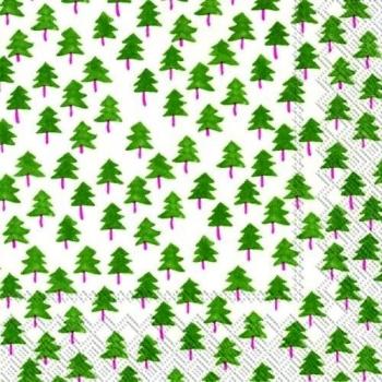 Twee árboles blanco y verde Navidad servilletas - 33 cm cuadrado 20 en unidades