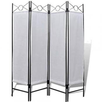 vidaXL Biombo de 4 Paneles Blanco 160x180 cm Panel Divisor Separador Espacios