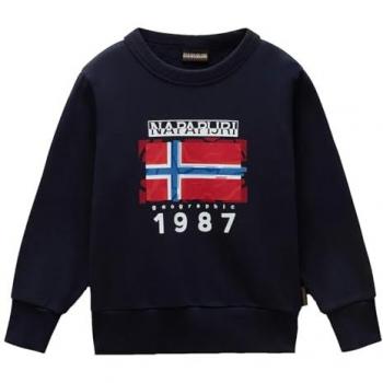 Sudadera Napapijri K B-Mats C para niño, cuello redondo, azul oscuro y rojo, talla 14 años