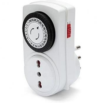 Programador Diario Mecánico Compacto de 24 Horas con Enchufe 10/16A y Carga Máxima de 3680W