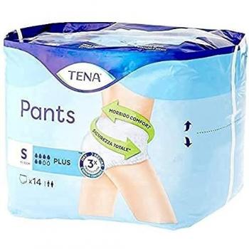 TENA PANTS Plus S (Small) - Slip/Culotte Absorbente Desechable para Hombre/Mujer, Tour de Caderas 65 a 85 cm, Pack de 14 Unidades