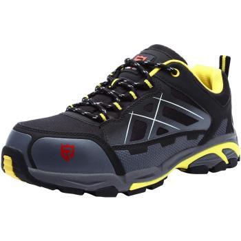 LARNMERN Zapatos de Seguridad con Punta de Acero S3 SRC,LM-201,Hombres Anti-aplastamiento A Prueba de Pinchazos,Zapatillas Industriales y de Construcción Antiestáticos, Negro, Talla 42 EU