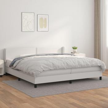 Cama box spring suave con colchón blanco 200x200 cm en cuero sintético Vidaxl