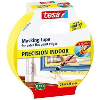 Cinta de pintor para interiores tesa Precision, 25 m x 25 mm, color amarillo