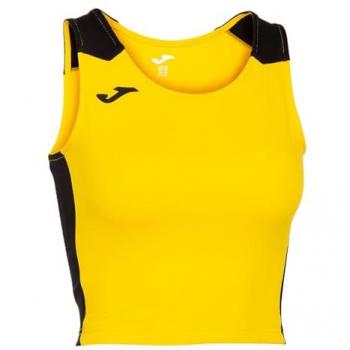 Top deportivo Joma Record II mujer amarillo negro, sujetador deportivo, ideal para running, transpirable y cómodo