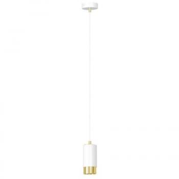 Lámpara de Suspensión Fumiko, Acero con Recubrimiento de Polvo Blanco y Oro, Dimensiones 8x100x8 cm
