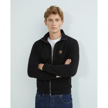 Belstaff Men's Black Full Zip Sweatshirt with Small Logo