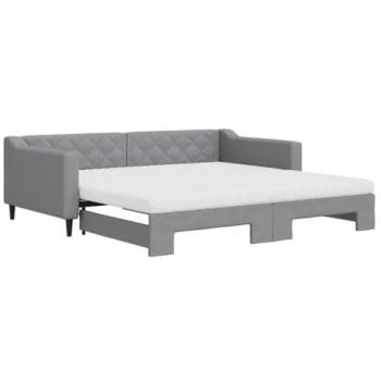 Sofá cama nido con colchón tela gris claro 100x200 cm
