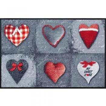 Alfombra de Entrada My Sweet Home Gris, 50x75 cm, Poliamida, Lavable y para Interior/Exterior
