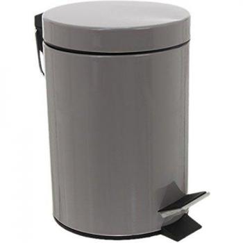 Cubo de Basura Pedal de Metal 3L Color Taupe - Ideal para Baño