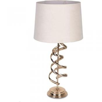 Lámpara de Sobremesa Espiral de Metal Dorado con Tulipa Beige Twist - Iluminación Elegante y Moderna