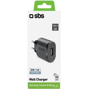 Cargador de Viaje SBS TETR1USB1A con 1xUSB, Entrada 100/250V, Salida 1000mAh, Color Negro