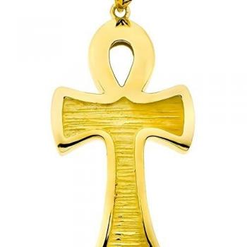 Cruz de la Vida colgante oro 18k unisex 36mm. tallada centro borde liso