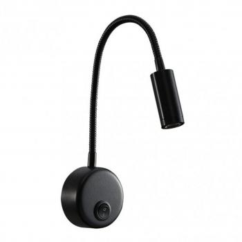 Aplique LED 3W Negro con interruptor, articulable y orientable