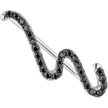 Pendiente trepador Earcandy Curvy de plata bañado en rodio