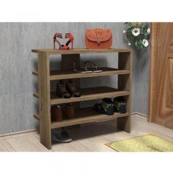 Homemania MIX60.I.1801 Zapatero Mix Estantería Zapatero con Compartimientos para Entrada - Nogal en Madera, 63.6 x 31.8 x 60 cm