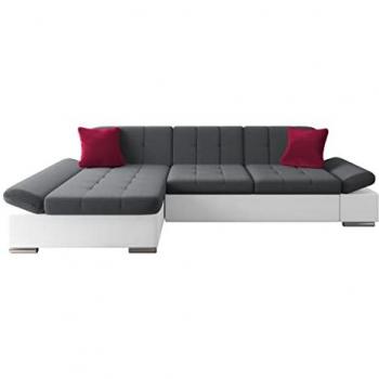 Sofá rinconero Comfivo 152 con función de descanso y caja de ropa de cama, 278x161x76cm, gris