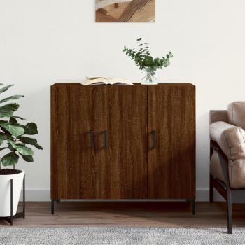 Aparador de madera de ingeniería marrón roble 90x34x80 cm - Mueble de Almacenaje de Salón, Buffet para salón, Armario Auxiliar, Armario de Almacenamiento