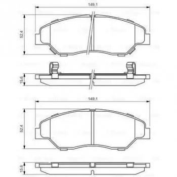Juego de pastillas de freno BOSCH 0 986 424 696 Low Metallic con avisador acústico de desgaste y chapa antichirridos para KIA Sportage I, delantero