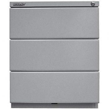 Contenedor Rodante OBA Bisley, 3 Cajones Universales, Acero, 519 x 420 x 565 mm, Cerrable, Color Plata
