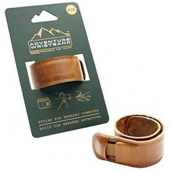 Luckies of London Memoria USB Ponible en Pulsera para Aventuras, Piel, Marrón, 5.4x5.4x3 cm
