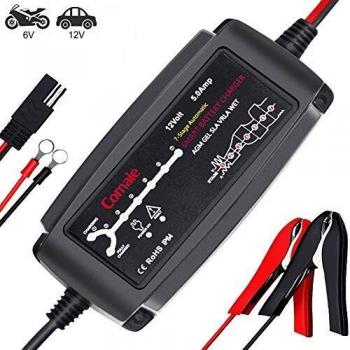 careslong Cargador de Batería, 6V/12V 5A Cargador de Batería de Coche Mantenimiento Smart Profundidad Trickle Cargador Inteligente de Batería Para Coche, Camión, Motocicleta, Barco, Motocicleta