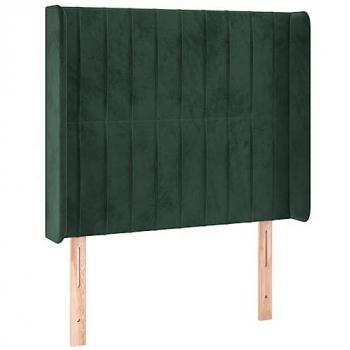 Cabecero con LED de terciopelo verde oscuro 83x16x118/128 cm