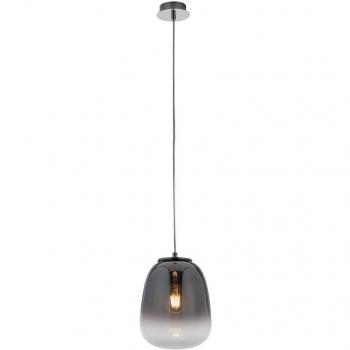 Lámpara de techo Luce Ambiente e Design de metal negro con pantalla en vidrio gris degradado, colgante Domo de vidrio ahumado, cromo, E27 - Fan Europe
