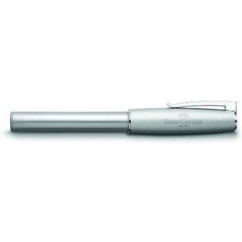 Faber-Castell 149200 - Estilográfica Loom Metallic con cuerpo lacado metálico con forma cónica ergonómica, plumín con punta de iridio trazo M, color plata