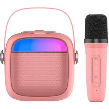 Altavoz Bluetooth Mini Karaoke 6W con Micrófono Rosa
