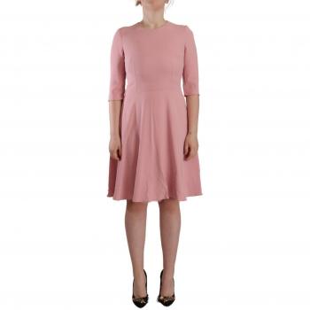 Pink 3/4 Sleeves Viscose Blend A-line Dress