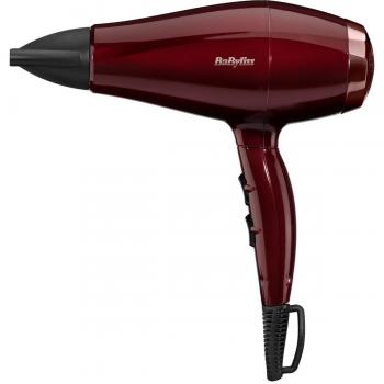 Secador de Pelo BaByliss Inspired 5912PE, 2000W, 3 Temperaturas, 2 Velocidades, Aire Frío, Fabricado en Italia, Motor HTDC, Rojo Granate