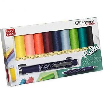 Gütermann creativ Set hilo de coser con 10 bobinas de Coselotodo de 100 m en colores diferentes + un