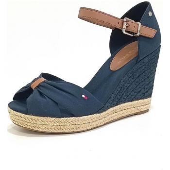 Sandalias Tommy Hilfiger Basic Open Toe con cuña de yute, color azul, para mujer