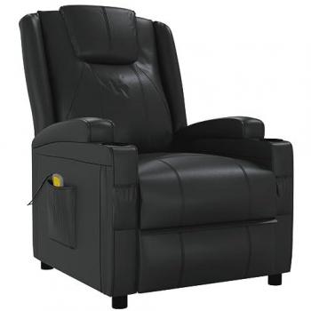 Sillón de masaje de cuero sintético negro DOC&ET² vidaXL